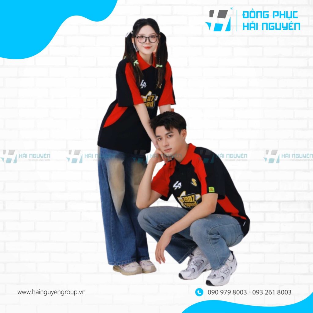 áo polo đồng phục lớp, áo thun phối cầu vai