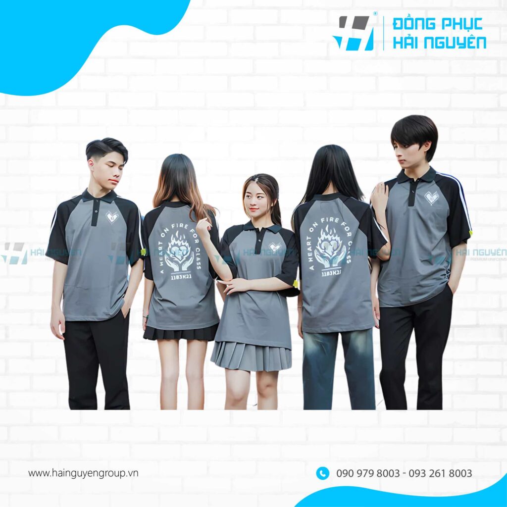 xưởng may áo đồng phục lớp có cổ in logo