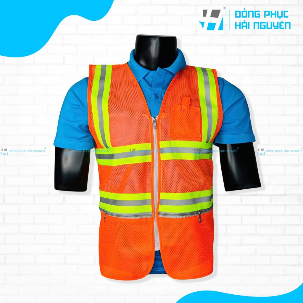 áo gile đồng phục áo khoác phản quang 3M màu cam giá sỉ, rẻ đẹp