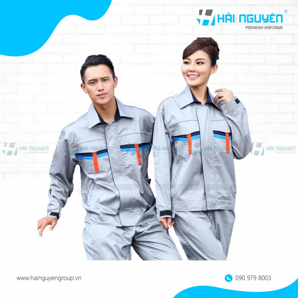 Bộ kaki đồng phục bảo hộ công nhân màu ghi xám