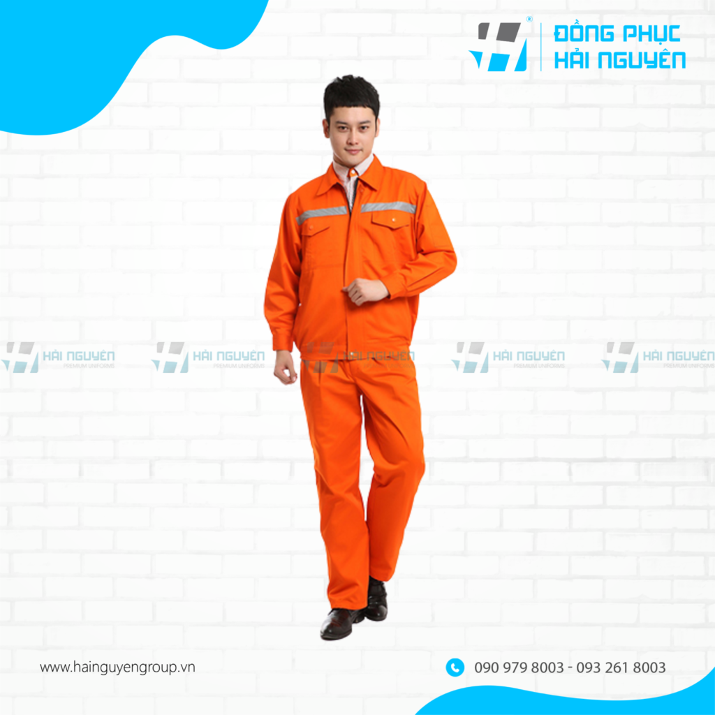 May quần áo kỹ sư công trình điện lực màu cam giá rẻ