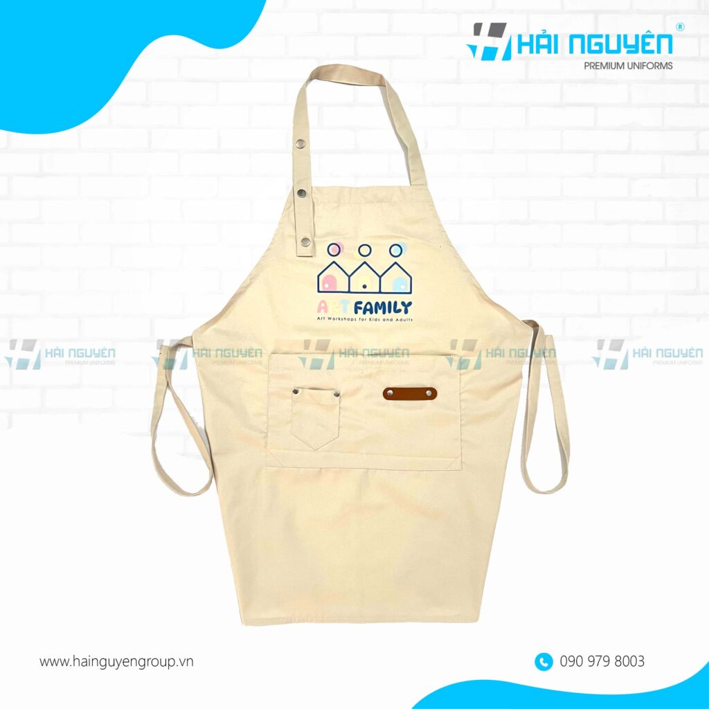 Tạp dề tiệm nail màu pastel xinh in logo sắc nét