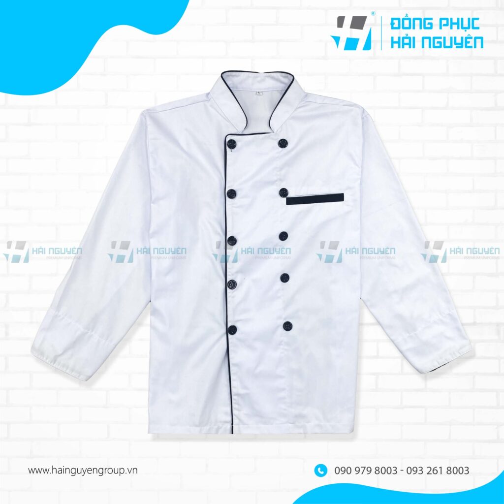 Áo đồng phục bếp tay dài màu trắng giá rẻ