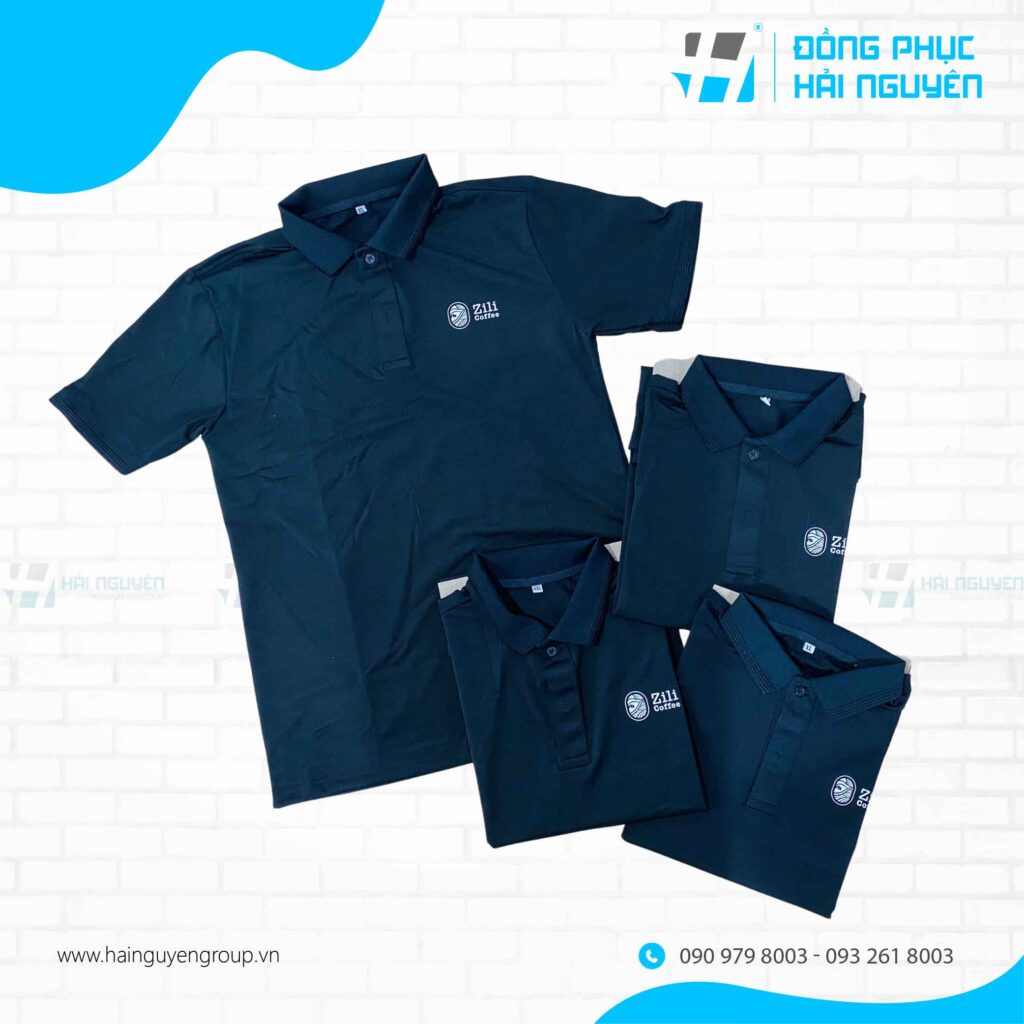 áo thun đồng phục polo may sẵn màu đen