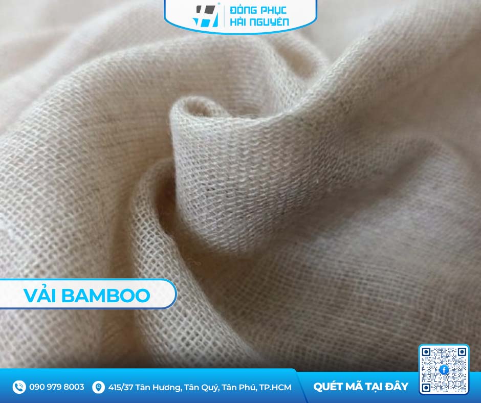 Vải bamboo tự nhiên mềm mịn, kháng khuẩn tốt, phù hợp may đồng phục spa cao cấp
