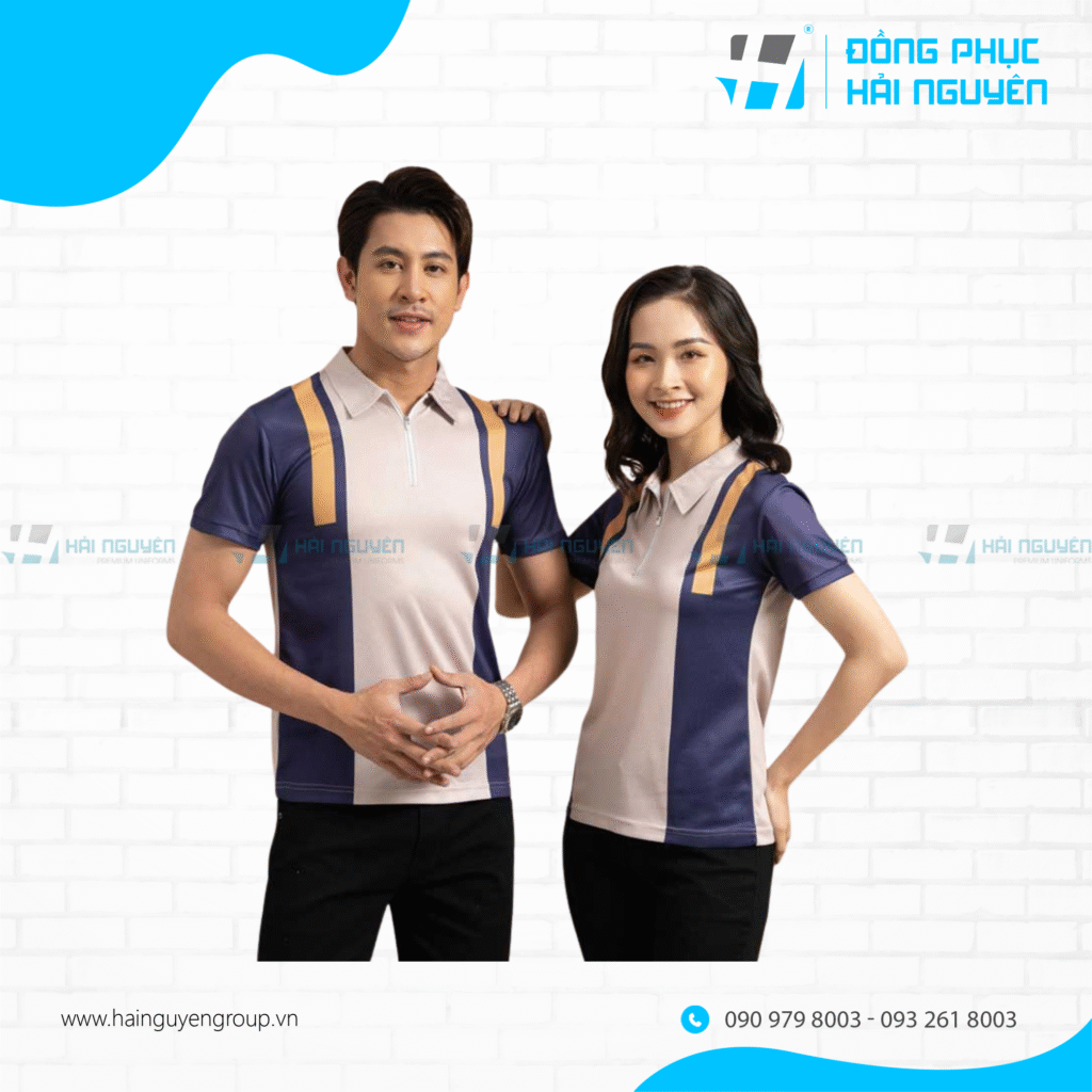 Áo đồng phục có cổ phối màu