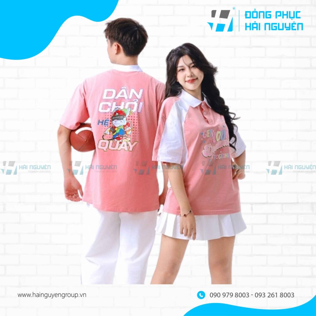 Mẫu áo lớp màu hồng pastel