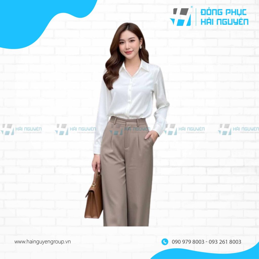 Áo đồng phục công sở phối quần tây