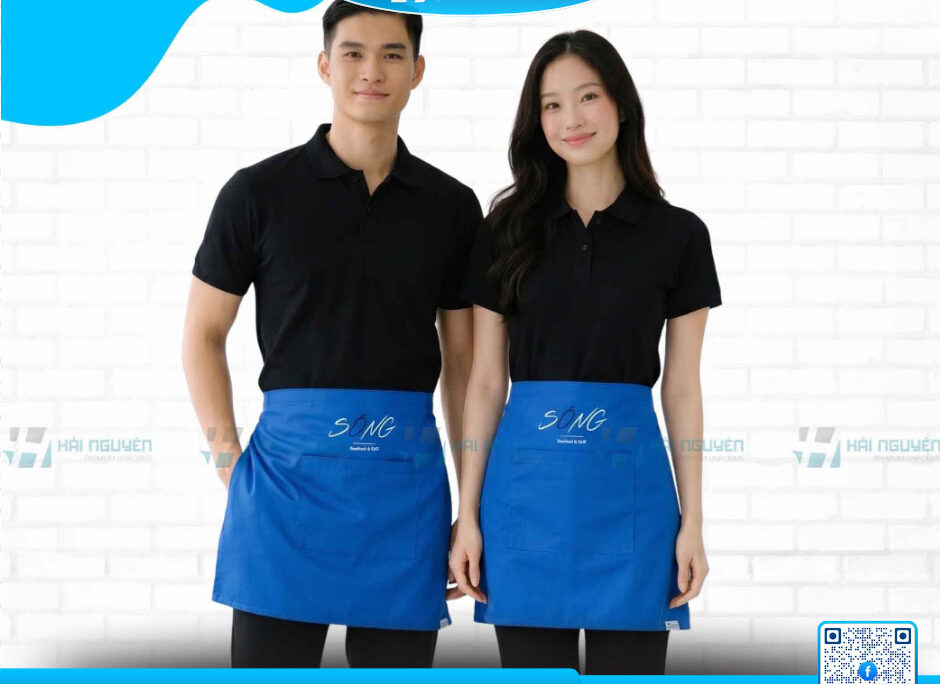 Đặt May Đồng Phục Tạp Dề Ngắn Phục Vụ In Logo Tại TPHCM
