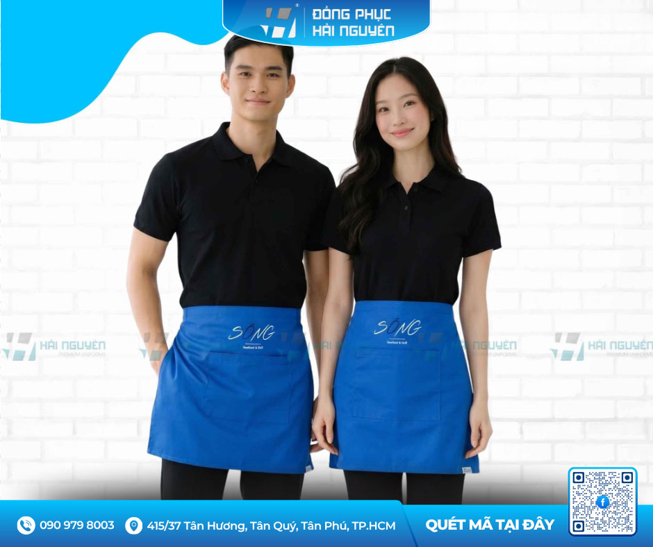 Đặt May Đồng Phục Tạp Dề Ngắn Phục Vụ In Logo Tại TPHCM