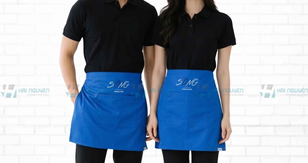 Đặt May Đồng Phục Tạp Dề Ngắn Phục Vụ In Logo Tại TPHCM