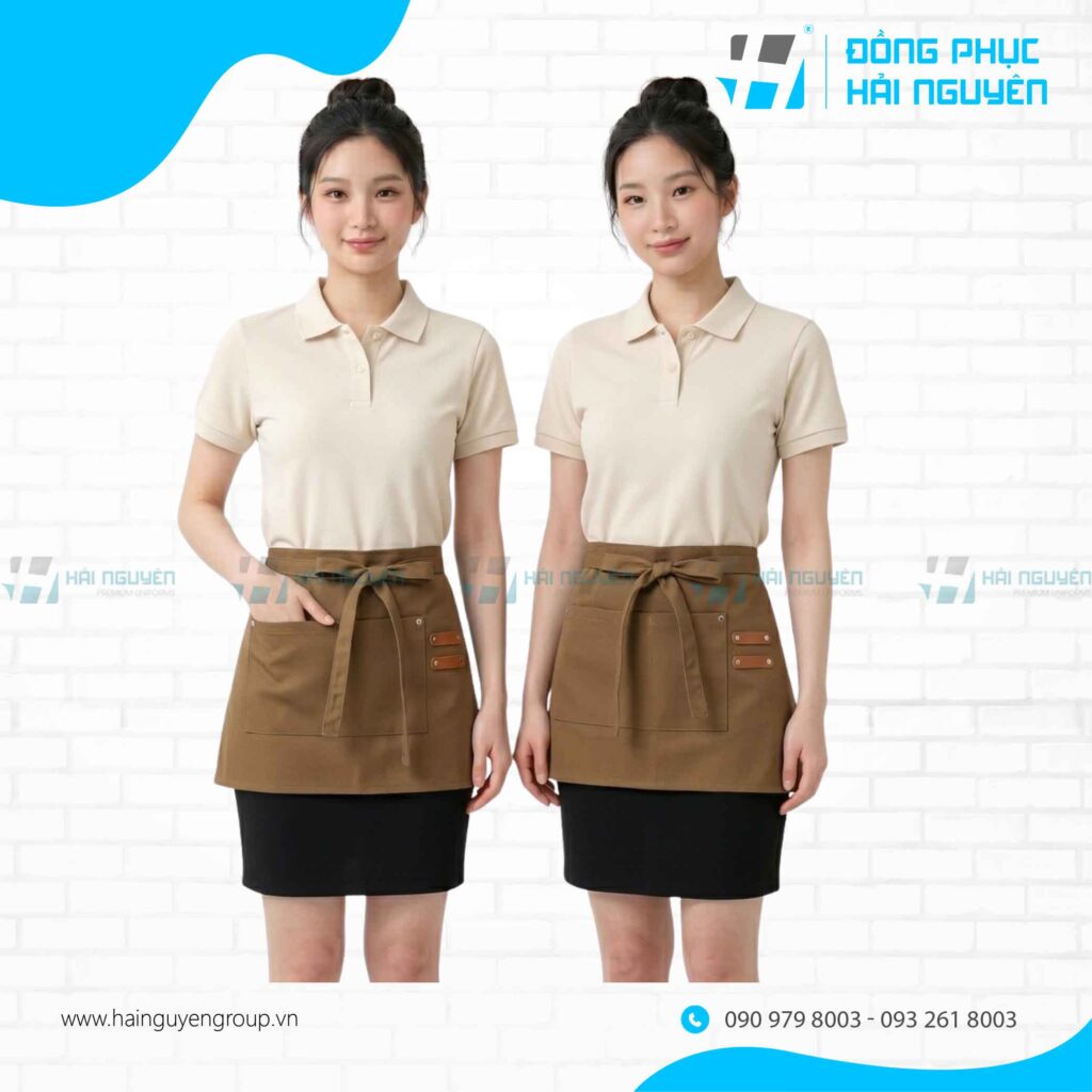 Tạp dề ngắn phối da