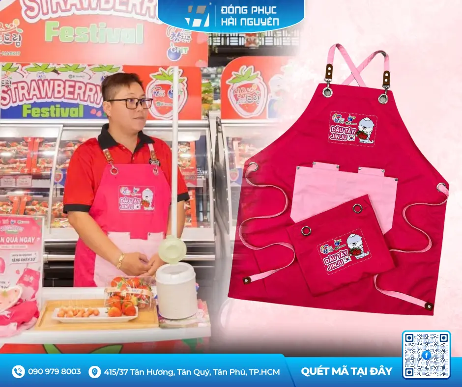 Tạp dề màu hồng nổi bật dành cho các sự kiện quảng bá