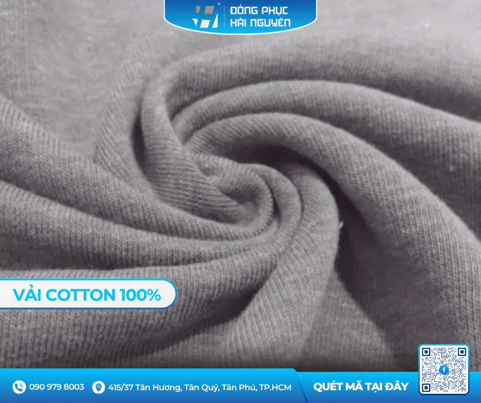 Cận cảnh chất liệu vải cotton 100% mềm mại chuyên dùng may tạp dề quán cafe